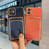 Luxury Gold Plating Phone Case With Card Slot For iphone 13 Pro 12 11 Pro MAX XS XR XS MAX Luxury Black Orange Phone Cover Back Case with Golden Frame Case for iPhone