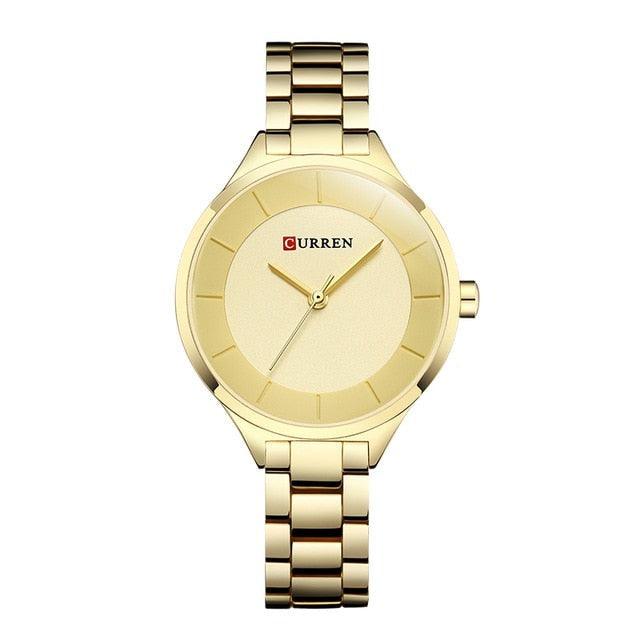 Luxury Gold Womens Watch Stainless Steel Ladies Wrist Watches Analog Quartz Watch Steel Quartz Ladies Watch Waterproof Stainless Steel Wrist Watch For Women