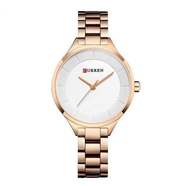 Luxury Gold Womens Watch Stainless Steel Ladies Wrist Watches Analog Quartz Watch Steel Quartz Ladies Watch Waterproof Stainless Steel Wrist Watch For Women