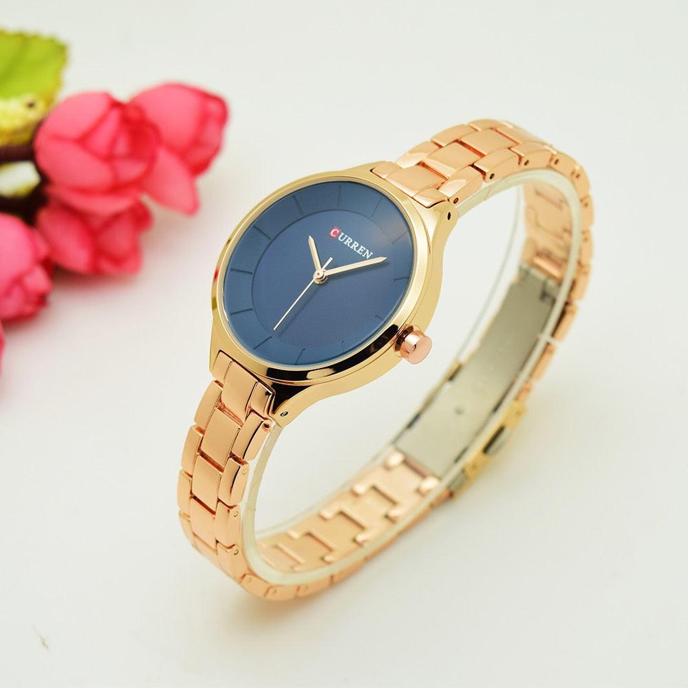 Luxury Gold Womens Watch Stainless Steel Ladies Wrist Watches Analog Quartz Watch Steel Quartz Ladies Watch Waterproof Stainless Steel Wrist Watch For Women