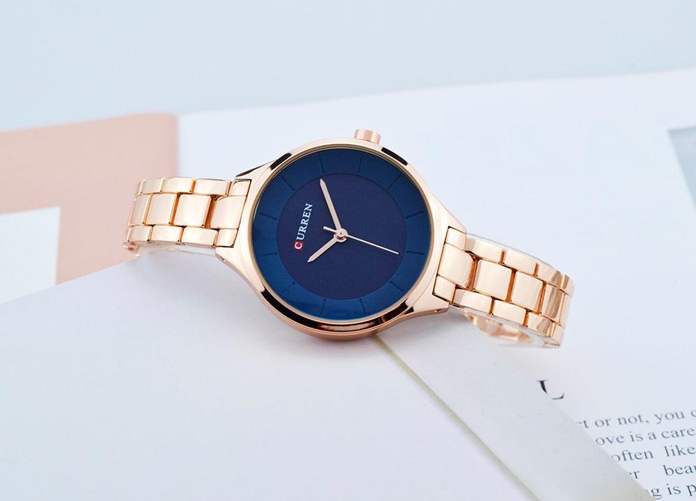 Luxury Gold Womens Watch Stainless Steel Ladies Wrist Watches Analog Quartz Watch Steel Quartz Ladies Watch Waterproof Stainless Steel Wrist Watch For Women