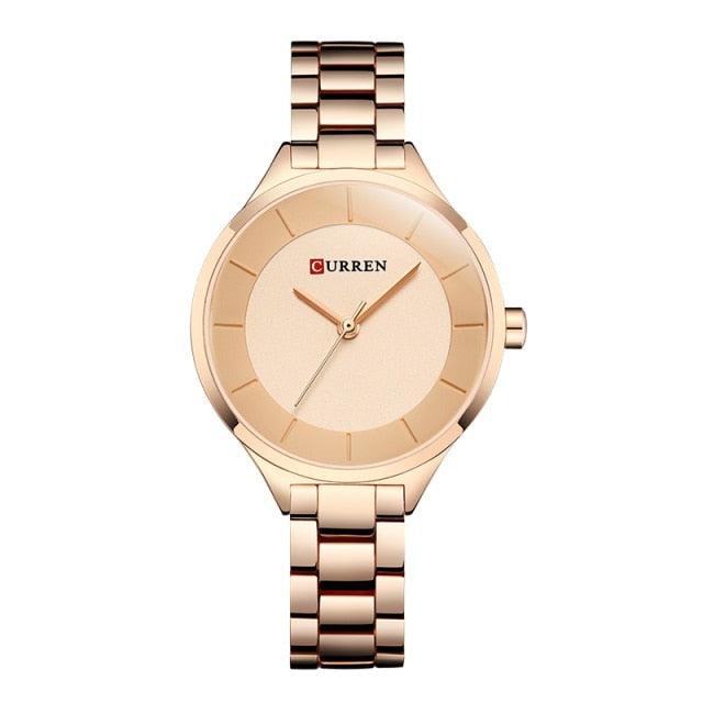 Luxury Gold Womens Watch Stainless Steel Ladies Wrist Watches Analog Quartz Watch Steel Quartz Ladies Watch Waterproof Stainless Steel Wrist Watch For Women