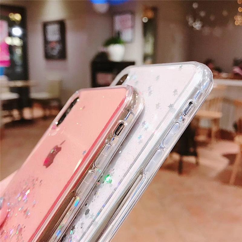 Luxury Gradient Glitter Star Case For iPhone 13 mini 12 Pro Max 11 Pro XR XS  X iPhone 8 7 6S 6 Plus Soft Clear Cover Case Girls Phone Case Shiny Transparent  Case For iphone