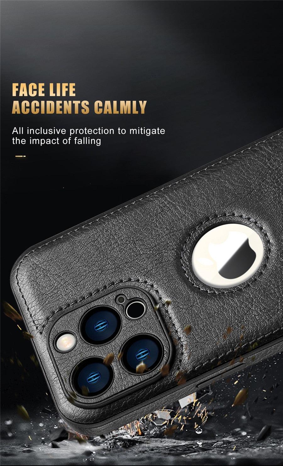 Luxury Leather Case for iPhone 14 13 12 11 Pro MAX XS XR 7 8 Plus Classic Silicone Phone Cover  Leather Case Thin Flexible Soft Grip Luxury PU Leather Cover for Men Durable Anti-Scratch Full Phone Cases