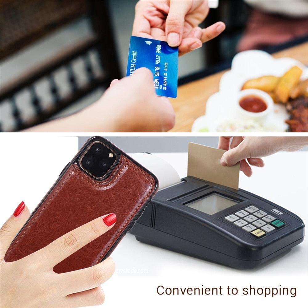 Luxury Leather Cover For iPhone 14 12 13 Mini 11 Pro XR XS Max 6 6s 7 8 Plus 5 5s Wallet Phone Card Slot Flip PU Leather Kickstand Card Slots Case Double Magnetic Clasp Durable Shockproof Cover For iPhone