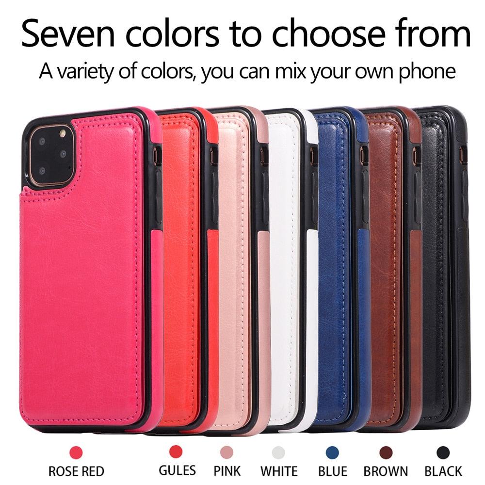 Luxury Leather Cover For iPhone 14 12 13 Mini 11 Pro XR XS Max 6 6s 7 8 Plus 5 5s Wallet Phone Card Slot Flip PU Leather Kickstand Card Slots Case Double Magnetic Clasp Durable Shockproof Cover For iPhone