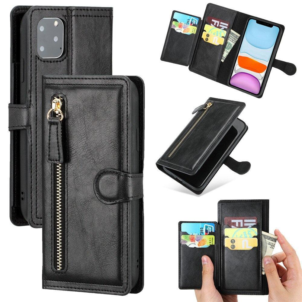 Luxury Leather Flip Wallet Case For iPhone 14 13 Pro MAX 11 12 Mini X XS XR Card Holder Stand Cover Shockproof PU Leather Wallet Card Holder Slots Cover Iphone Phone Case With Magnetic Buckle