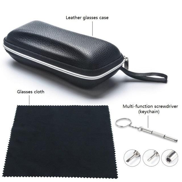 Luxury Leather Glasses Case Portable Sunglasses Reading Glasses Carry Bag Zipper Box Protective Case Cover Eyewear Zipper Eyeglasses Case Leather Glasses Sunglasses Case Box Protector For Men