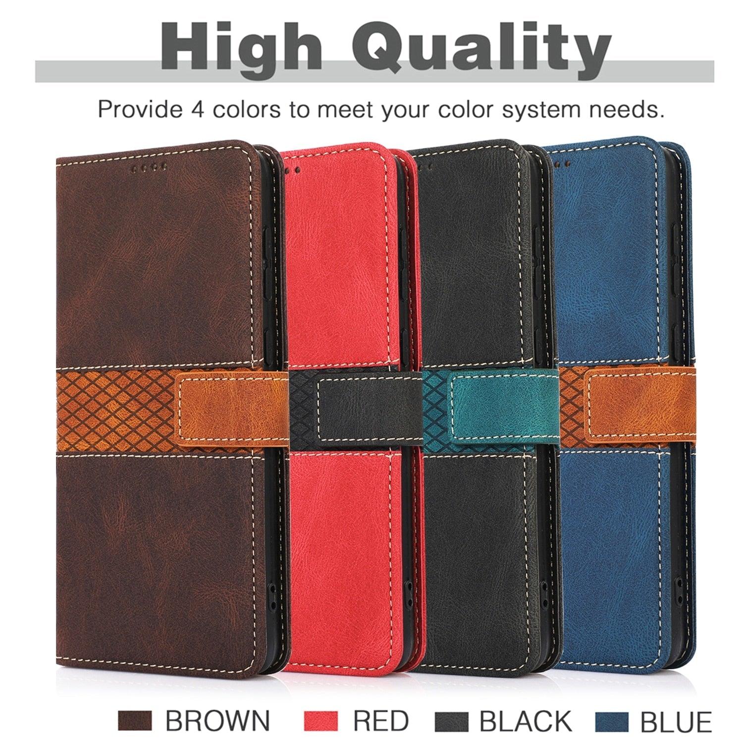 Luxury Leather Magnetic Flip Case For iPhone 14 13 12 Mini 11 Pro XS Max X XR 6 6s 8 7 Plus SE Wallet Card Phone Cover PU Leather Wallet Case with Card Pockets Back Flip Cover for iPhone