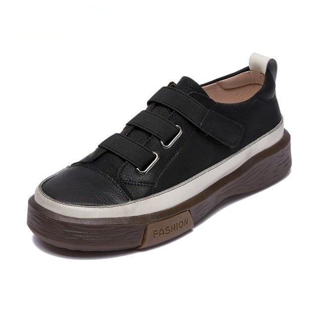 Luxury Leather Womens Sneakers Spring Shoes New Genuine Leather Casual Women Fashion Flat Girl Student Shoes Comfortable Women's Casual Flats Elegant Soft Walking Sneakers