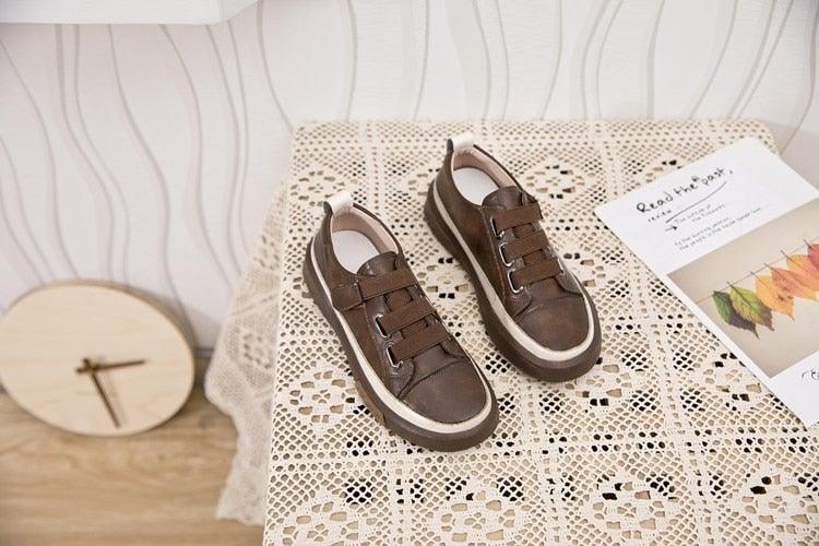 Luxury Leather Womens Sneakers Spring Shoes New Genuine Leather Casual Women Fashion Flat Girl Student Shoes Comfortable Women's Casual Flats Elegant Soft Walking Sneakers