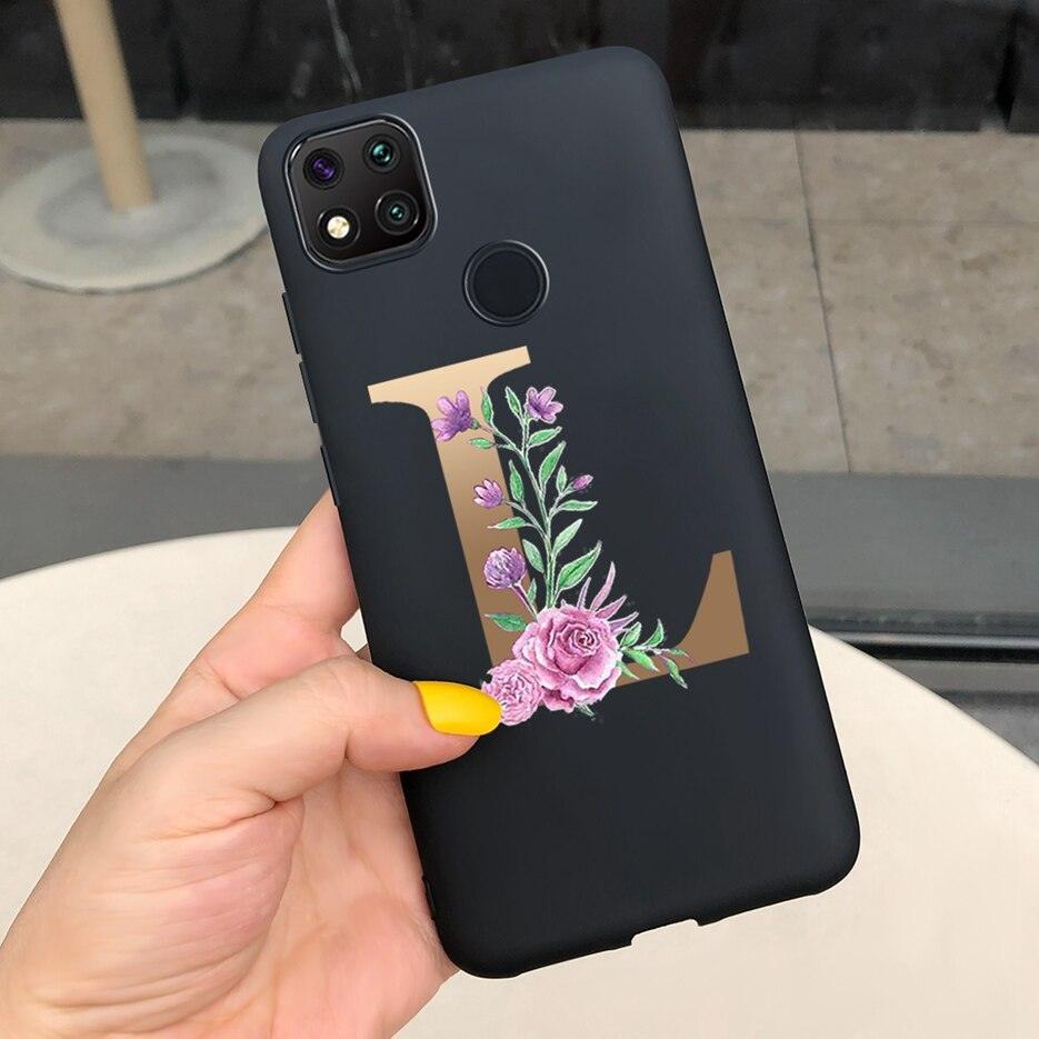 Luxury Letters Case For Xiaomi Redmi 9C 9 C NFC Case Shockproof Bumper Soft Phone Case For Redmi 9 9c 9a Redmi9A 9C 9 Back Cover Alphabet Soft Matte Liquid Silicone Slim Phone Case