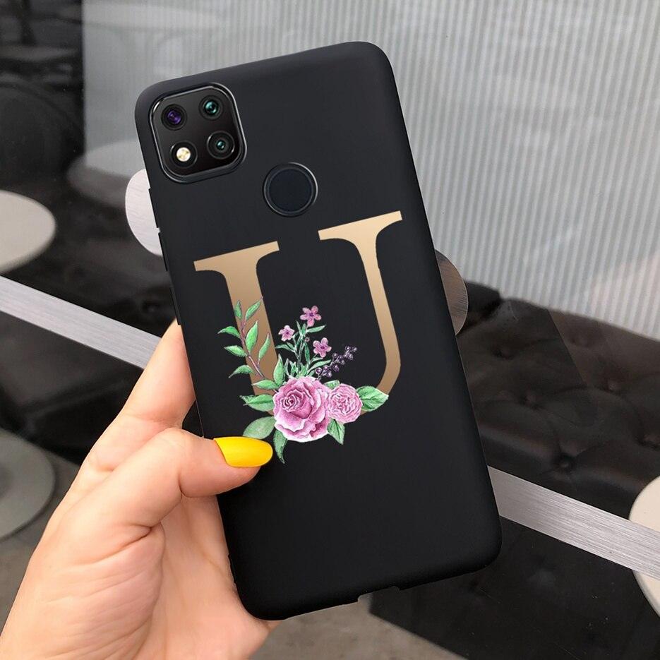 Luxury Letters Case For Xiaomi Redmi 9C 9 C NFC Case Shockproof Bumper Soft Phone Case For Redmi 9 9c 9a Redmi9A 9C 9 Back Cover Alphabet Soft Matte Liquid Silicone Slim Phone Case