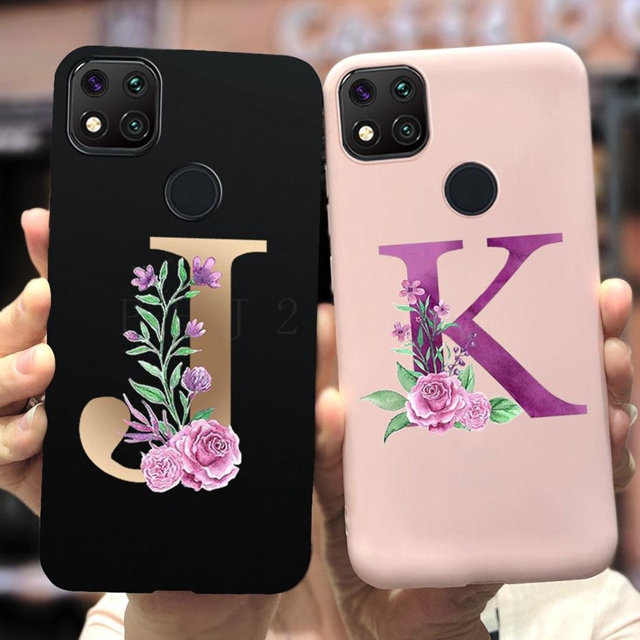 Luxury Letters Case For Xiaomi Redmi 9C 9 C NFC Case Shockproof Bumper Soft Phone Case For Redmi 9 9c 9a Redmi9A 9C 9 Back Cover Alphabet Soft Matte Liquid Silicone Slim Phone Case