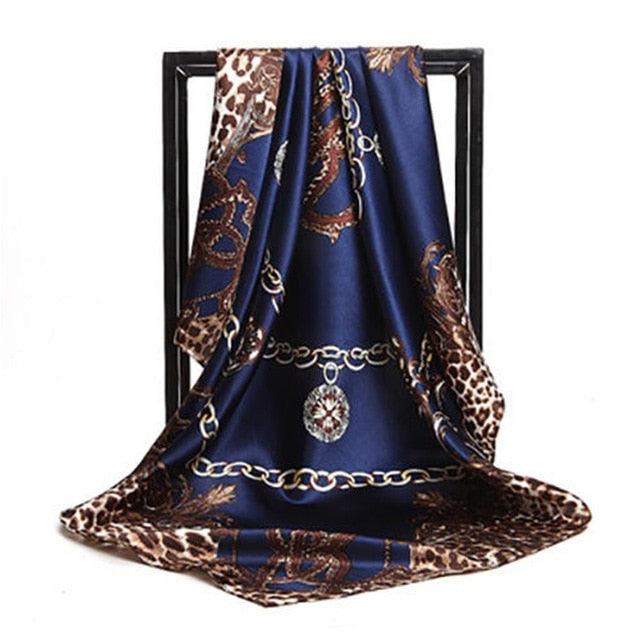 Luxury Long Soft Square Silk Scarves Lightweight Elegant Satin Silk Soft Head Wrap Escharpe Hijab Scarf Muslim Female Silky Shawls Wrap Hair Head Scarves Bandanna For  Women 90*90cm