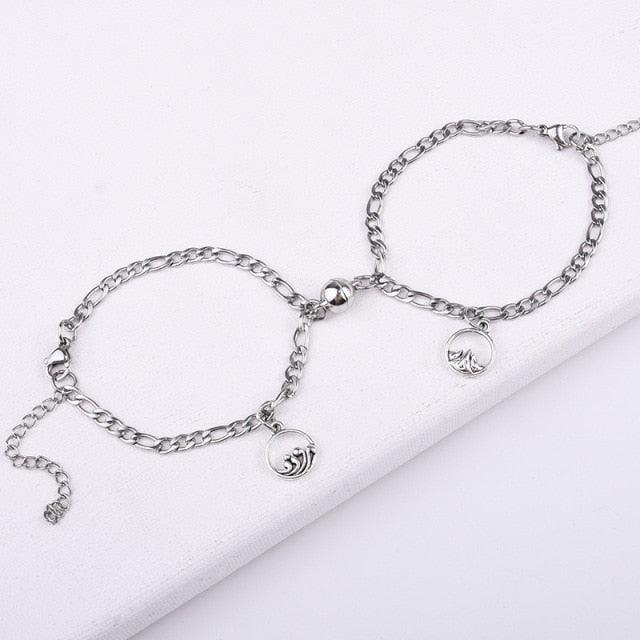 Luxury Magnet Attract Couples Bracelet Stainless Steel Chain Bracelets Charm Jewelry Matching Relationship Bracelets For Boyfriend And Girlfriend Stainless Steel His And Her Love Distance Promise Bracelets For Couples