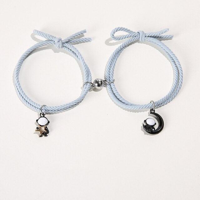 Luxury Magnetic Couple Bracelets With Moon Robots Pendant Cute Mutually Attractive Friendship Rope Bracelet Magnetic Couples Bracelets Mutual Attraction Relationship Matching Friendship His Hers Rope Bracelet Bff Best Friend Gift