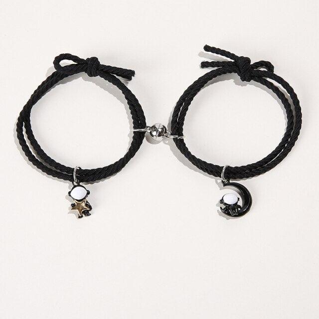 Luxury Magnetic Couple Bracelets With Moon Robots Pendant Cute Mutually Attractive Friendship Rope Bracelet Magnetic Couples Bracelets Mutual Attraction Relationship Matching Friendship His Hers Rope Bracelet Bff Best Friend Gift