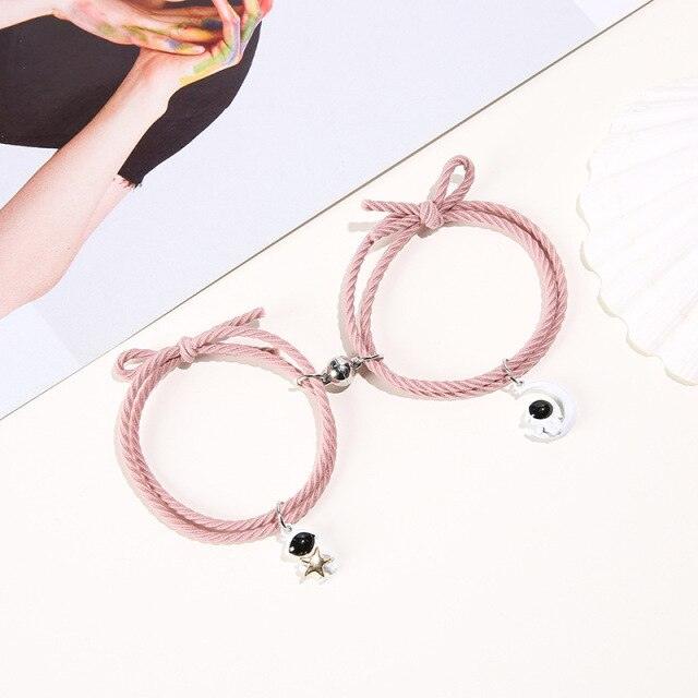 Luxury Magnetic Couple Bracelets With Moon Robots Pendant Cute Mutually Attractive Friendship Rope Bracelet Magnetic Couples Bracelets Mutual Attraction Relationship Matching Friendship His Hers Rope Bracelet Bff Best Friend Gift