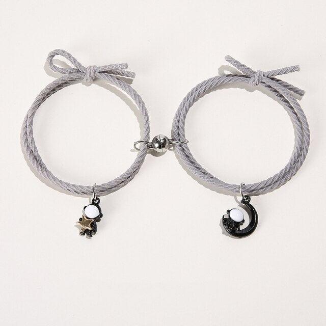 Luxury Magnetic Couple Bracelets With Moon Robots Pendant Cute Mutually Attractive Friendship Rope Bracelet Magnetic Couples Bracelets Mutual Attraction Relationship Matching Friendship His Hers Rope Bracelet Bff Best Friend Gift