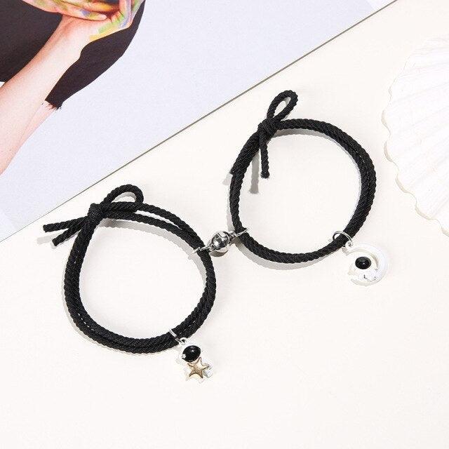 Luxury Magnetic Couple Bracelets With Moon Robots Pendant Cute Mutually Attractive Friendship Rope Bracelet Magnetic Couples Bracelets Mutual Attraction Relationship Matching Friendship His Hers Rope Bracelet Bff Best Friend Gift