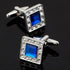 Luxury Men Shirt Cufflinks New Fashion Blue Crystal Cufflinks Gorgeous Elegant Round Cufflinks Wedding Gifts Party Cufflinks