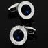 Luxury Men Shirt Cufflinks New Fashion Blue Crystal Cufflinks Gorgeous Elegant Round Cufflinks Wedding Gifts Party Cufflinks