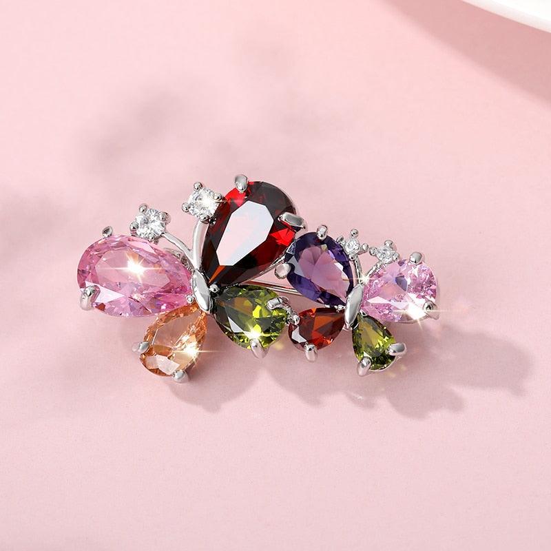 Luxury Pink Rhinestone Brooches For Women Cute Butterfly Brooch Women Animal Crystal Pin Wedding Couple Jewelry Aesthetic Zircon Crystal Butterfly Pin Elegant Design