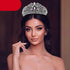 Luxury Princess Crown Pageant Bridal Hair Jewelry Wedding Headpiece Headdress Golden Women Tiara Headband Luxury Full Cubic Zirconia Tiaras And Crowns For Women Large Wedding Headpiece Prom Birthday Hair Accessories