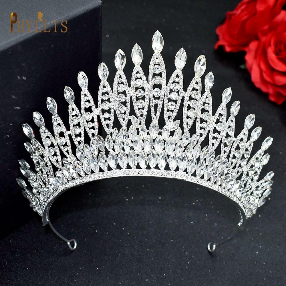 Luxury Princess Crown Pageant Bridal Hair Jewelry Wedding Headpiece Headdress Golden Women Tiara Headband Luxury Full Cubic Zirconia Tiaras And Crowns For Women Large Wedding Headpiece Prom Birthday Hair Accessories