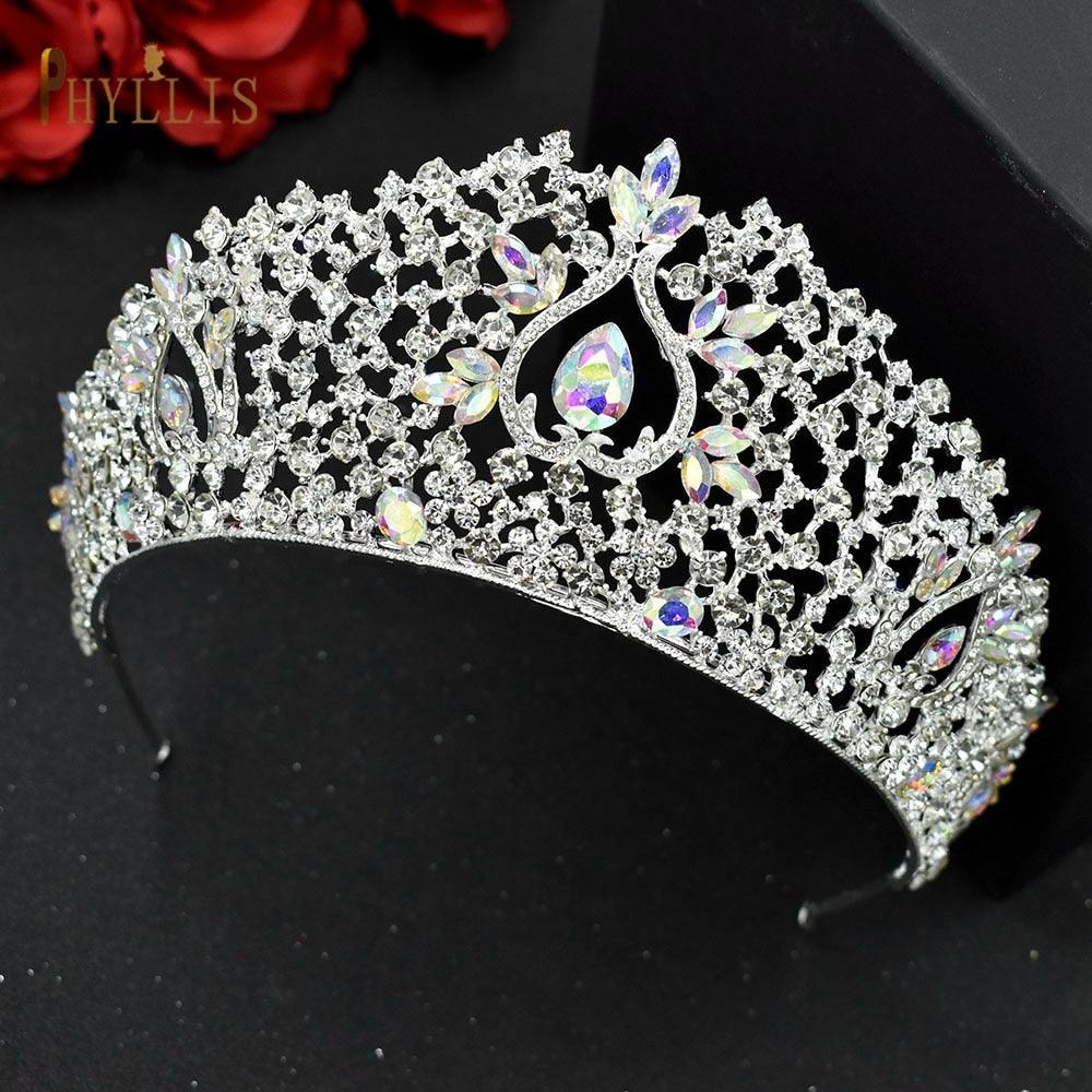 Luxury Princess Crown Pageant Bridal Hair Jewelry Wedding Headpiece Headdress Golden Women Tiara Headband Luxury Full Cubic Zirconia Tiaras And Crowns For Women Large Wedding Headpiece Prom Birthday Hair Accessories