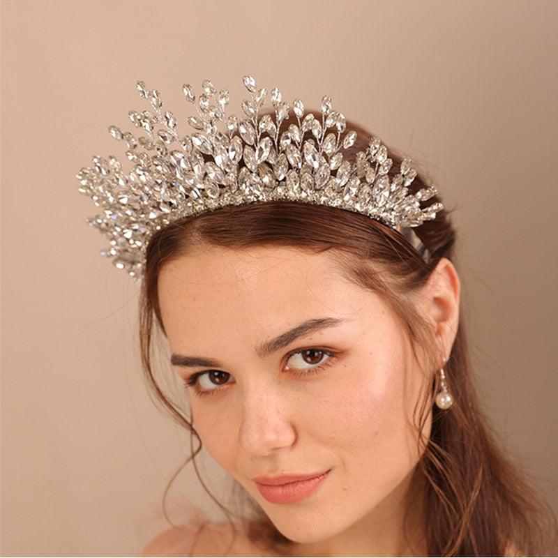 Luxury Rhinestone Bridal Crown For Women Headpiece Handmade Wedding Hair Jewelry Accessories Fashion Party Prom Tiaras Ornaments Silver Tiara Queen Crown For Women Wedding Tiaras And Crowns Metal Princess Tiara For Bride