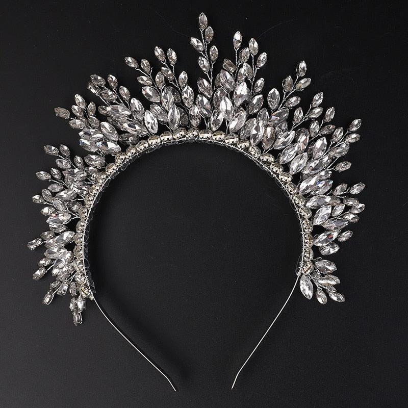 Luxury Rhinestone Bridal Crown For Women Headpiece Handmade Wedding Hair Jewelry Accessories Fashion Party Prom Tiaras Ornaments Silver Tiara Queen Crown For Women Wedding Tiaras And Crowns Metal Princess Tiara For Bride