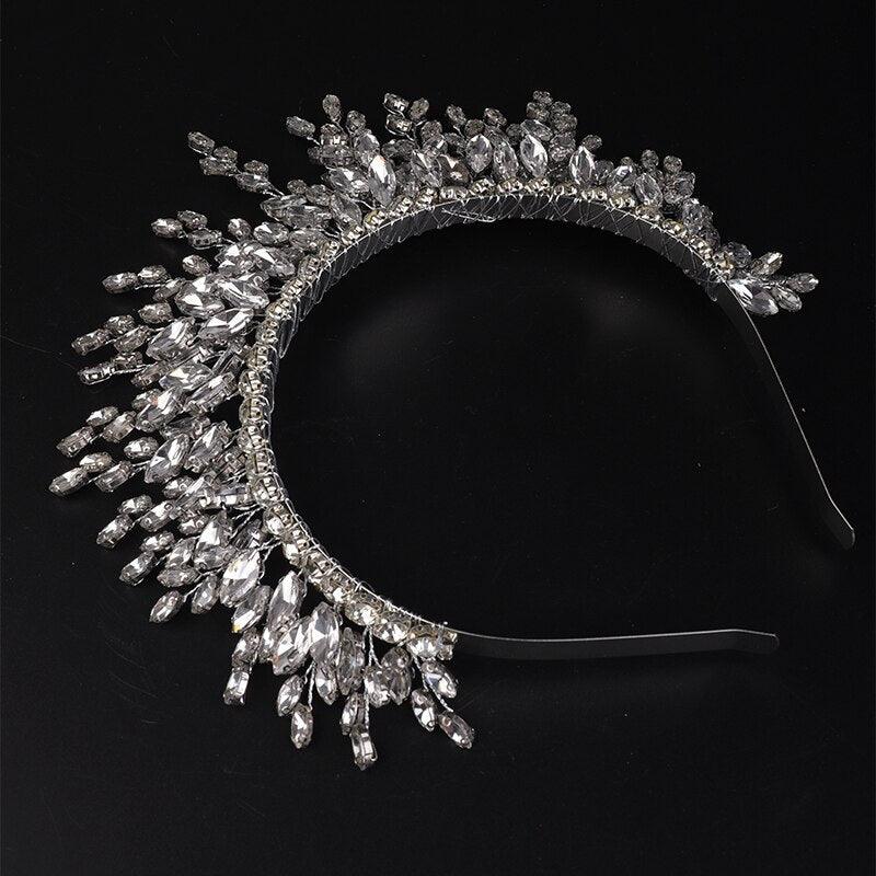 Luxury Rhinestone Bridal Crown For Women Headpiece Handmade Wedding Hair Jewelry Accessories Fashion Party Prom Tiaras Ornaments Silver Tiara Queen Crown For Women Wedding Tiaras And Crowns Metal Princess Tiara For Bride