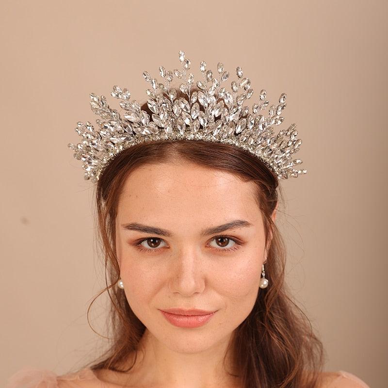 Luxury Rhinestone Bridal Crown For Women Headpiece Handmade Wedding Hair Jewelry Accessories Fashion Party Prom Tiaras Ornaments Silver Tiara Queen Crown For Women Wedding Tiaras And Crowns Metal Princess Tiara For Bride