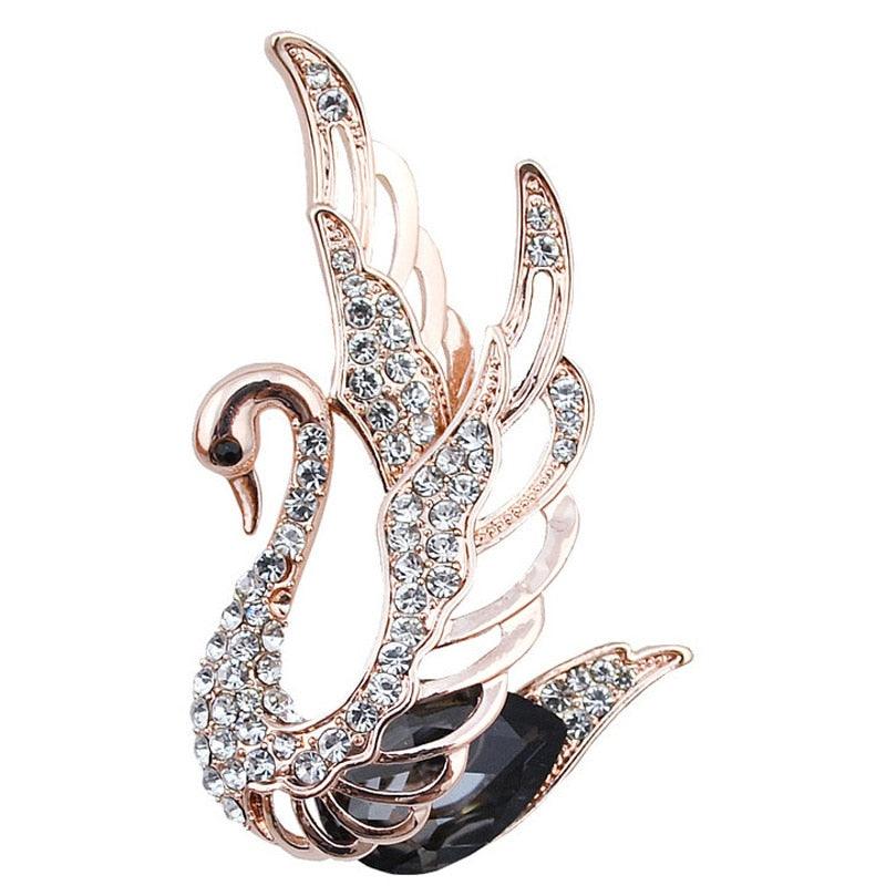 Luxury Rhinestone Crystal Swan Brooches Women Elegant Animal Pins Brooch For Women Fashion Rose Gold Swan Rhinestone Classy Brooch Crystal Jewelry Gifts For Wife Girls Modern Jewelry