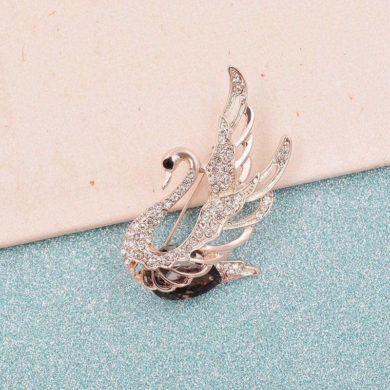 Luxury Rhinestone Crystal Swan Brooches Women Elegant Animal Pins Brooch For Women Fashion Rose Gold Swan Rhinestone Classy Brooch Crystal Jewelry Gifts For Wife Girls Modern Jewelry