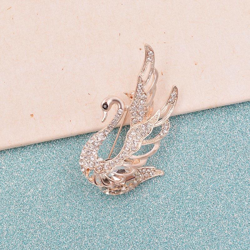 Luxury Rhinestone Crystal Swan Brooches Women Elegant Animal Pins Brooch For Women Fashion Rose Gold Swan Rhinestone Classy Brooch Crystal Jewelry Gifts For Wife Girls Modern Jewelry