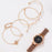 Luxury Rose Gold Starry Sky Dial Watches Women Crystal Bracelet Quartz Wrist Watch 5 PCS Set Women Ladies Watches Starry Sky Magnet Buckle Dial Diamond Cutting Mesh Straps Bracelet Wristwatch