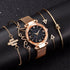 Luxury Rose Gold Starry Sky Dial Watches Women Crystal Bracelet Quartz Wrist Watch 5 PCS Set Women Ladies Watches Starry Sky Magnet Buckle Dial Diamond Cutting Mesh Straps Bracelet Wristwatch