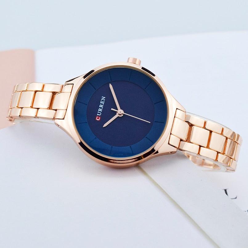 Luxury Rose Gold Womens Watch Stainless Steel Wrist Watches Fashion Thin Quartz Ladies Watch Waterproof Stainless Steel Wrist Watch Elegant Round Design For Women