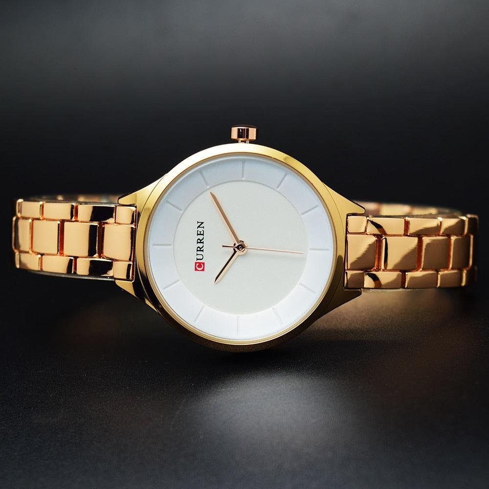 Luxury Rose Gold Womens Watch Stainless Steel Wrist Watches Fashion Thin Quartz Ladies Watch Waterproof Stainless Steel Wrist Watch Elegant Round Design For Women