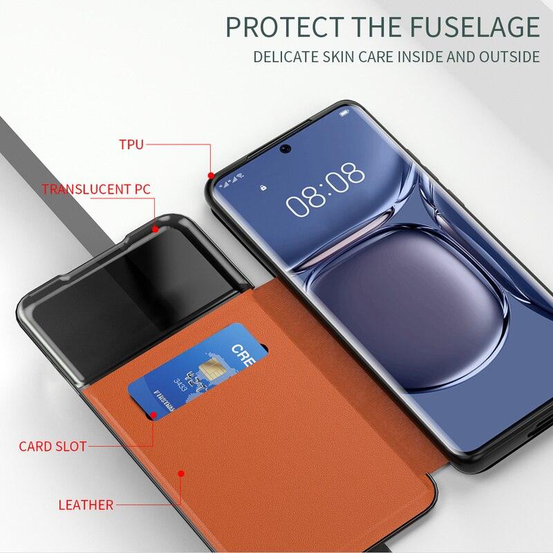 Luxury Smart Flip Leather Case for Xiaomi Redmi Note 11 Pro 11S 11T 11i 10 10S Pro Max 9 9S 9T 8 8T 7 K40 K30 K20 Magnetic Cover Magnetic Translucent Plating Leather Flip Case + PC Smart Full Body Protective Shell Stand Holder Cover