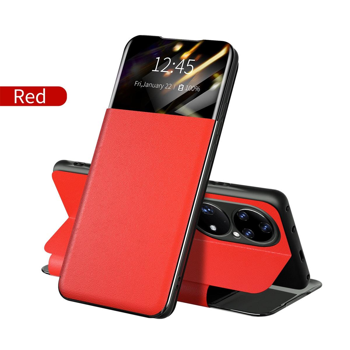 Luxury Smart Flip Leather Case for Xiaomi Redmi Note 11 Pro 11S 11T 11i 10 10S Pro Max 9 9S 9T 8 8T 7 K40 K30 K20 Magnetic Cover Magnetic Translucent Plating Leather Flip Case + PC Smart Full Body Protective Shell Stand Holder Cover