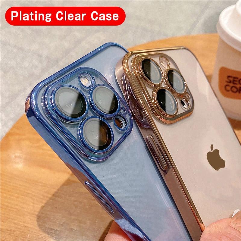 Luxury Square Transparent Case For iPhone  11 Pro Max Mini XR X XS Max 8 7 Plus Silicone Cover Protection Non-Yellowing Shockproof Phone Case for iPhone Elegant Transaprent Design For Iphone