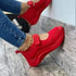 Luxury Summer Red Womens Sneakers Casual Sport Shoes Breathable Mesh Platform Vulcanize Shoes Non Slip Breathable Comfortable Women's Casual Flats Shoes