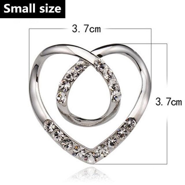 Luxury T-shirt Heart Scarf Brooches Wedding Holiday Beautiful Bridal Fashion Large Elegant Brooch Pin For Women Crystal Cute Scarf Buckle Brooch Shawl Ring Clip Scarves Fastener Knotted Button Pin Accessories