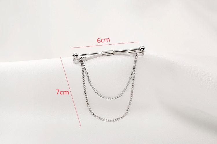 Luxury Tassel Chain Clip Collar Shirt Men's Fashion New Design Metal Collar Pin Retro Men's Accessories Brooches Fashion Personality Brooch Tassel Chain Clip Collar Shirt Buttoned Pin Male Accessories