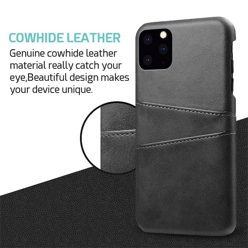 Luxury Ultra-thin Leather Case for IPhone 13 12 Pro Max Cover Card Holder for 14 Plus Cases Classic 2 Card Holders Elegant Business iphone Case 2 Card Slots Phone Case