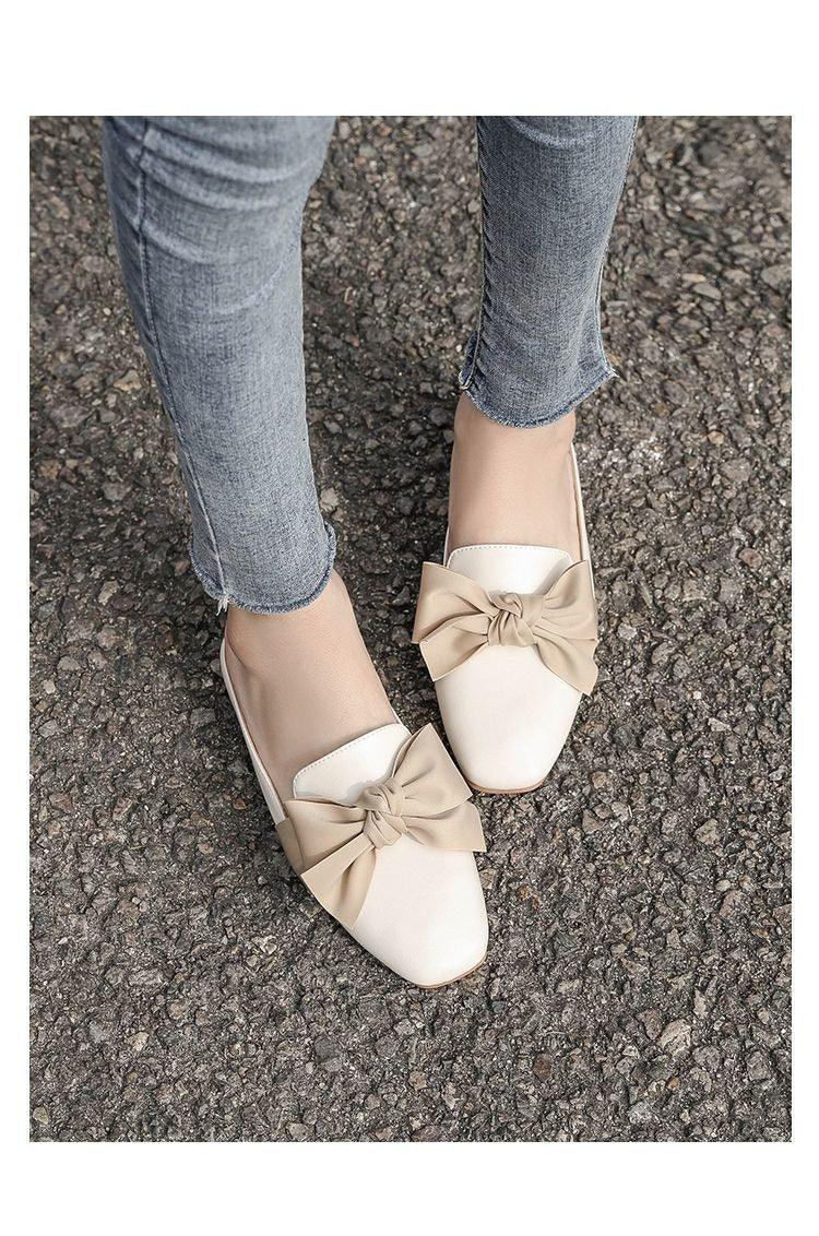 Luxury Woman Summer Close Toe Slippers Lazy Slides Flat Heel Slippers Outdoor Flip Flops Shoes Black Dress Shoes Soft Round-Toe White Flats Casual Flats Shoes